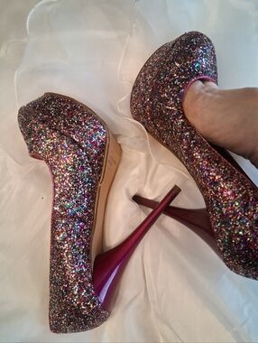 Women's Loved Glitter Multi-Color Platform High Heels
